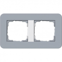 Gira E3 Ramka podwójna szaroniebieski - biały połysk Soft Touch 0212414