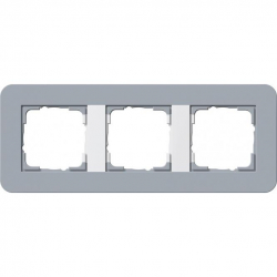 Gira E3 Ramka potrójna szaroniebieski - biały połysk Soft Touch 0213414