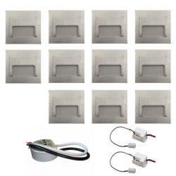 Zest 11 x oprawa schodowa ontario satyna ciepła + zasilacz 20W 12V DC+ 2 czujniki 230V