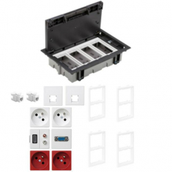 KONTAKT SIMON FLOOR BOX puszka 2x gniazdo z/u + 2x DATA + 2x gniazdo RJ45 kat. 6 + 1x VGA + 1x HDMI + 1x głośnkowe do podłóg technicznych ( podniesion