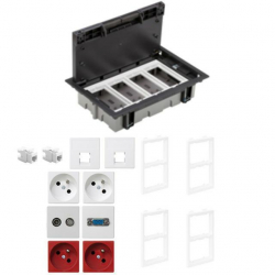 KONTAKT SIMON FLOOR BOX puszka 2x gniazdo z/u + 2x DATA + 2x gniazdo RJ45 kat. 6 + 1x VGA + 1x RTV-SAT do podłóg technicznych ( podniesionych )