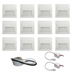 Zest 12 x oprawa schodowa ontario biała ciepła +zasilacz 20W 12V DC+ 2 czujniki 12V DC