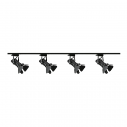 Zestaw 4x lampa MODENA 1F czarna z żarówką led gu10 PHILIPS 5W ciepła biała + szynoprzewód 1m kolor czarny