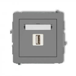Karlik DECO gniazdo pojedyncze USB-AA gniazdo pojedyncze USB-AA2.0 szary mat PODTYNKOWY bez ramki IP 20 27DGUSB-1