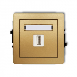 Karlik DECO ładowarka pojedyncza USB 5V, 1A złoty PODTYNKOWY bez ramki IP 20, 230V~ 29DCUSB-1