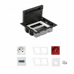 KONTAKT SIMON FLOOR BOX puszka podłogowa 1x gniazdo z/u +1x gniazdo DATA + 1x gniazdo RJ45 kat. 6 + 1x VGA do podłóg technicznych ( podniesionych )
