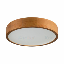 Kanlux plafon JASMIN 370-G/O złoty dąb, drewniana obudowa, mleczne szkło, śred. 37,4cm