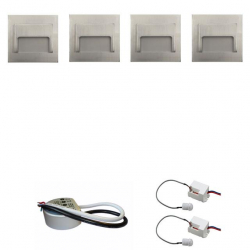 Zest. 4 x oprawa schodowa ontario satyna ciepła +zasilacz 20W 12V DC+ 2 czujniki 12V DC