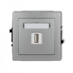 Karlik DECO gniazdo pojedyncze USB-AA 2.0 srebrny metalik PODTYNKOWY bez ramki IP 20 7DGUSB-1