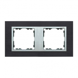 Kontakt Simon Simon 82 Nature Ramka  2-krotna Nature-metal, Inox czarny / pierścień aluminium