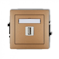 Karlik DECO ładowarka pojedyncza USB 5V, 1A złoty metalik PODTYNKOWY bez ramki IP 20, 230V~ 8DCUSB-1