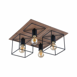 Nowodvorski oprawa przysufitowa COBA ANTIQUE E27 x 4 Sklejka Stal lakierowana Ciemne drewno ~220-230 V MAX: 4x60W