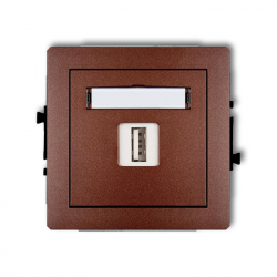 Karlik DECO ładowarka pojedyncza USB 5V, 1A brązowy metalik PODTYNKOWY bez ramki IP 20, 230V~ 9DCUSB-1
