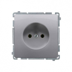 KONTAKT-SIMON Basic Gniazdo pojedyncze b/u z przesłonami stal inox BMG1z.01/21