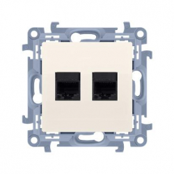 KONTAKT-SIMON Simon10 Gniazdo 2xRJ45 komputerowe podw. kat.6 krem C62.01/41