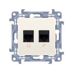 KONTAKT-SIMON Simon10 Gniazdo RJ45 kat 6 + gniazdo tel. RJ12 kremowe C6T.01/41