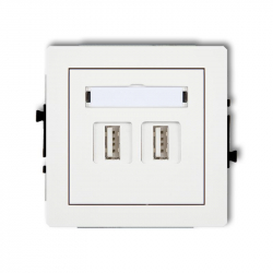 Karlik DECO gniazdo podwójne 2xUSB-AA 2.0 biały PODTYNKOWY bez ramki IP 20 DGUSB-2