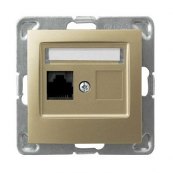 OSPEL IMPRESJA Gniazdo komputerowe pojedyncze RJ45 kat.6 złoty metalik GPK-