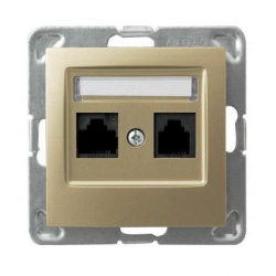 OSPEL IMPRESJA Gniazdo komputerowe podwójne RJ45 kat.6 złoty metalik GPK-2Y