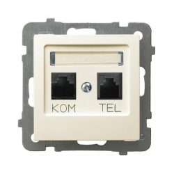 OSPEL AS Gniazdo teleinformatyczne RJ 45 + RJ 11 ecru GPKT-G/K/m/27