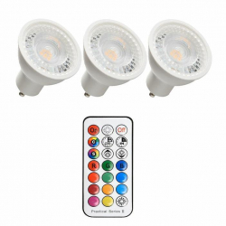 Zestaw 3 x żarówka led gu10 4W RGBWW + pilot