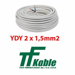 Telefonika przewód YDY 2x1,5mm2 100m rolka 450/750V kabel okrągły
