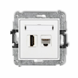 Karlik MINI Gniazdo HDMI + gniazda komputerowe kat. 5e biały mat 25MGHK