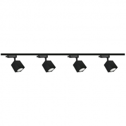 Zestaw 4x lampa OSCAR Track 3F czarna z żarówką led gu10 PHILIPS 5W ciepła biała + szynoprzewód 2m kolor czarny