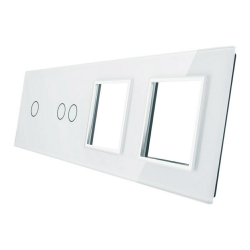 Livolo BIAŁY PANEL SZKLANY 1+2 + PODWÓJNE MIEJSCE NA GNIAZDO 7012GG-61