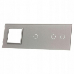 Livolo SREBRNY PANEL SZKLANY 2+1+ MIEJSCE NA GNIAZDO 7021G-64