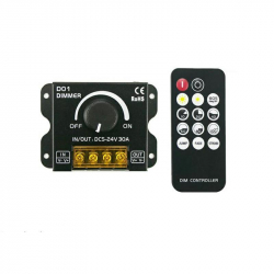 Ściemniacz led 30A 360W manualny + pilot 12V/24V czarny