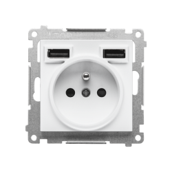 Kontakt-Simon Simon 55 Gniazdo wtyczkowe z zintegrowaną ładowarką 2xUSB A (moduł), 2.1 A, 5 V DC, 230 V; Biały mat