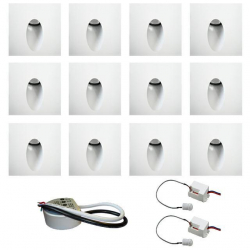 Zest 12 x oprawa schodowa STEPI biała ciepła +zasilacz 20W 12V DC+ 2 czujniki 12V DC