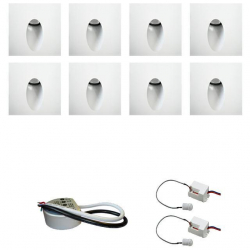 Zestaw 8 x oprawa schodowa STEPI biała ciepła + zasilacz LED 12V DC+ 2 czujniki ruchu 230V
