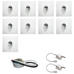 Zestaw 9 x oprawa schodowa STEPI biała ciepła + zasilacz LED 12V DC+ 2 czujniki ruchu 230V