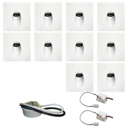 Zest 10 x oprawa schodowa STEPI biała ciepła + zasilacz 20W 12V DC+ 2 czujniki 230V