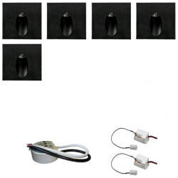Zest 5 x oprawa schodowa STEPI czarna ciepła +zasilacz 20W 12V DC+ 2 czujniki 12V DC