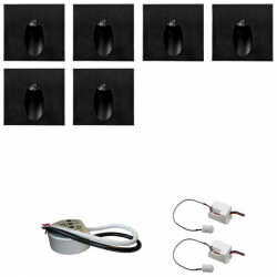 Zest 6 x oprawa schodowa STEPI czarna ciepła +zasilacz 20W 12V DC+ 2 czujniki 12V DC