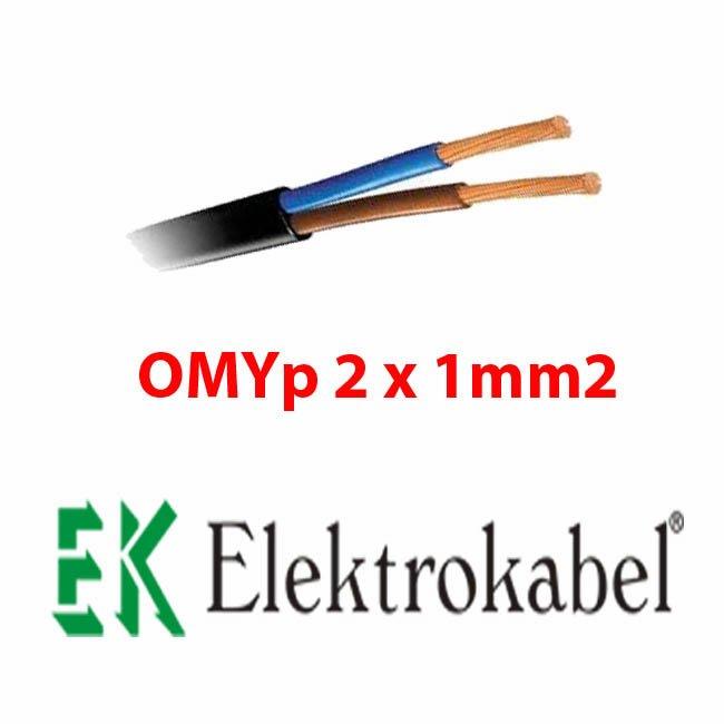 Elektrokabel OMYp 2x1mm2 czarny 1m H03VVH2-F kabel przewód płaski