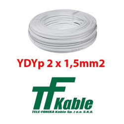 Telefonika przewód YDYp 2x1,5mm2 100m rolka 450/750V kabel płaski